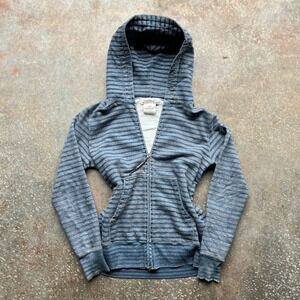 Remi Relief The Golden State Striped Zip Hoodie Blue Grey Distressed Japan M